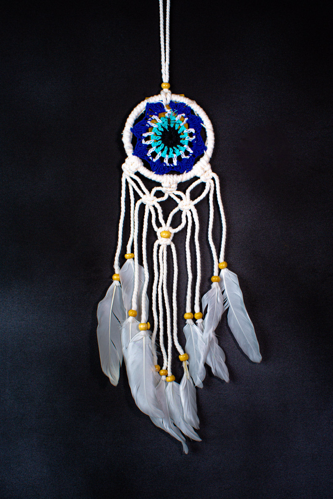 Hand-Crochet Mini Dreamcatcher | 7 cm Boho Wall Accent | White Feather Hanging | Wholesale & Custom Bulk Supplier