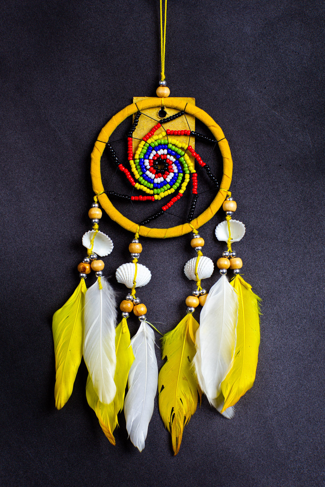 Wholesale 9 cm Boho Dreamcatcher – Hand-Beaded Spiral Web with Feathers & Cowrie Shells (Bulk Supplier for USA/EU)