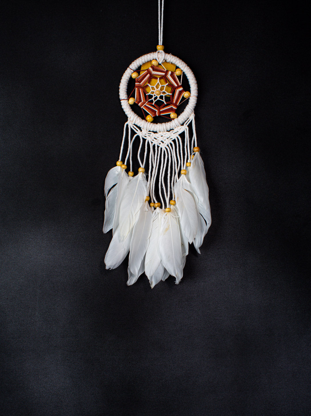 Handmade Mini Mandala Dreamcatcher – 10 cm Hoop, Tassels & Feathers