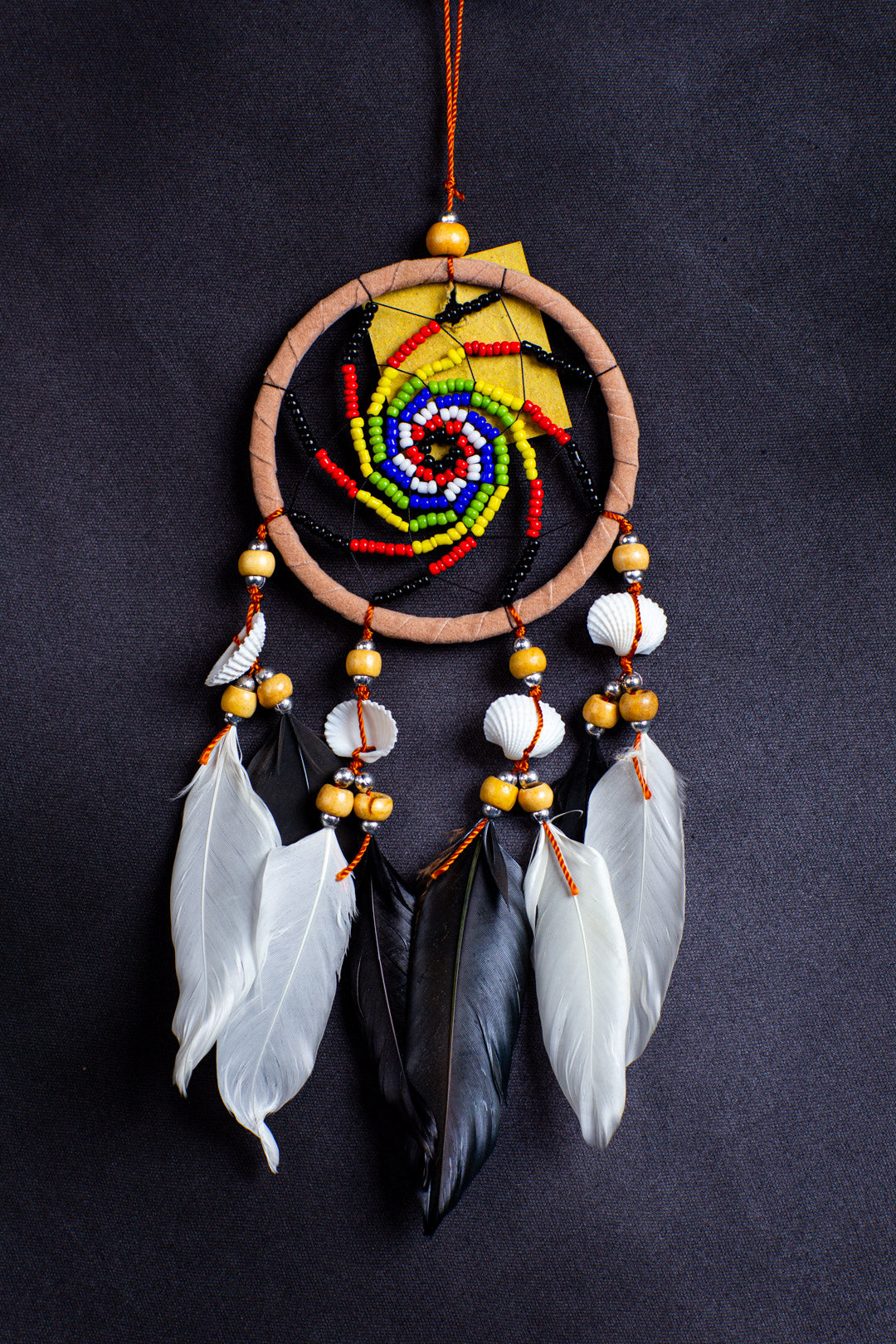 Wholesale 9 cm Boho Dreamcatcher – Hand-Beaded Spiral Web with Feathers & Cowrie Shells (Bulk Supplier for USA/EU)