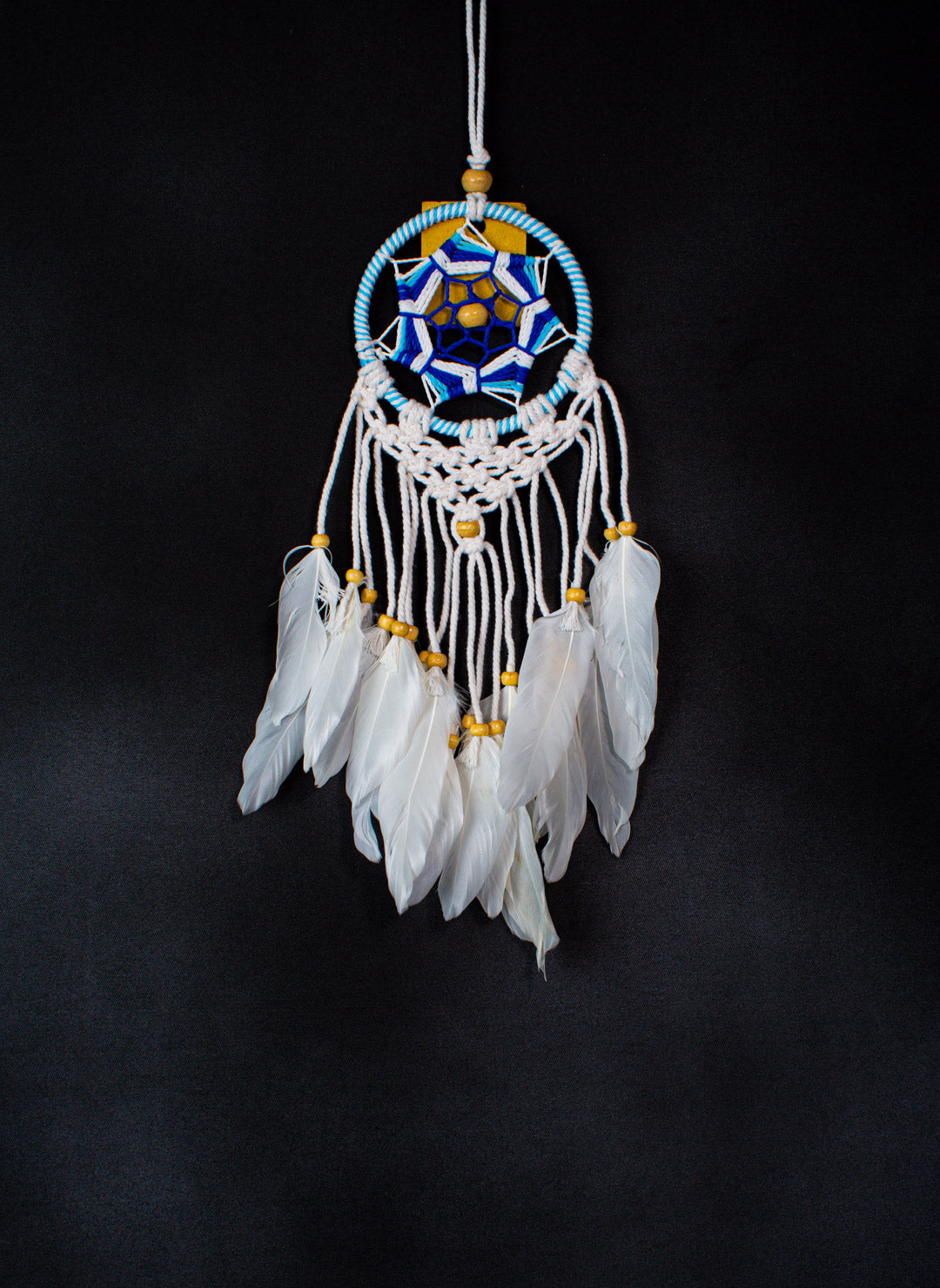 Handmade Mini Mandala Dreamcatcher – 10 cm Hoop, Tassels & Feathers