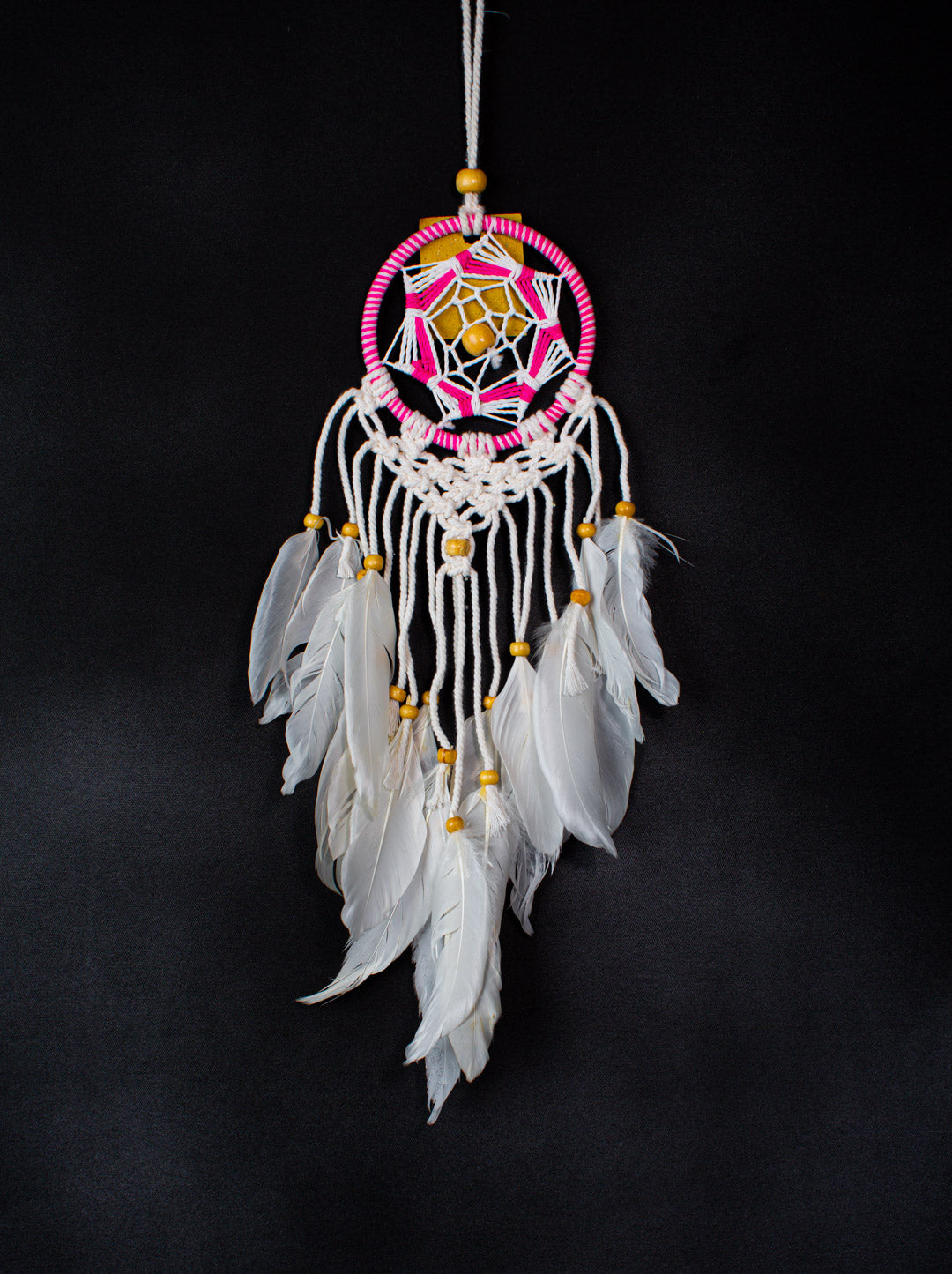 Handmade Mini Mandala Dreamcatcher – 10 cm Hoop, Tassels & Feathers