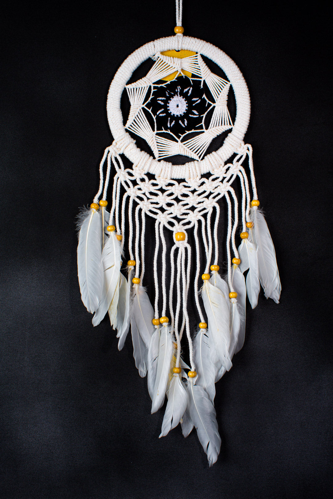 Handmade Crochet Mandala Dreamcatcher | 16 cm Macramé Hoop with Tassels & Beads | Wholesale & Custom Bulk Supplier