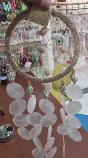 Natural handmade shell dreamcatcher 16cm coastal boho wall décor